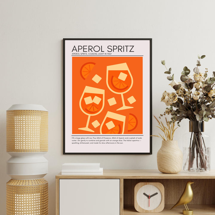 Aperol Spritz Art Deco Cocktail Print Elegant Drink Poster Bar Wall Art Cocktail Lover Gift Summer Decor Classic Beverage Artwork