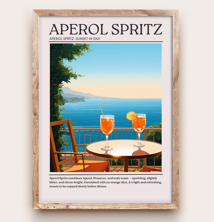 Aperol Spritz Art Deco Cocktail Print Elegant Drink Poster Bar Wall Art Cocktail Lover Gift Summer Decor Classic Beverage Artwork