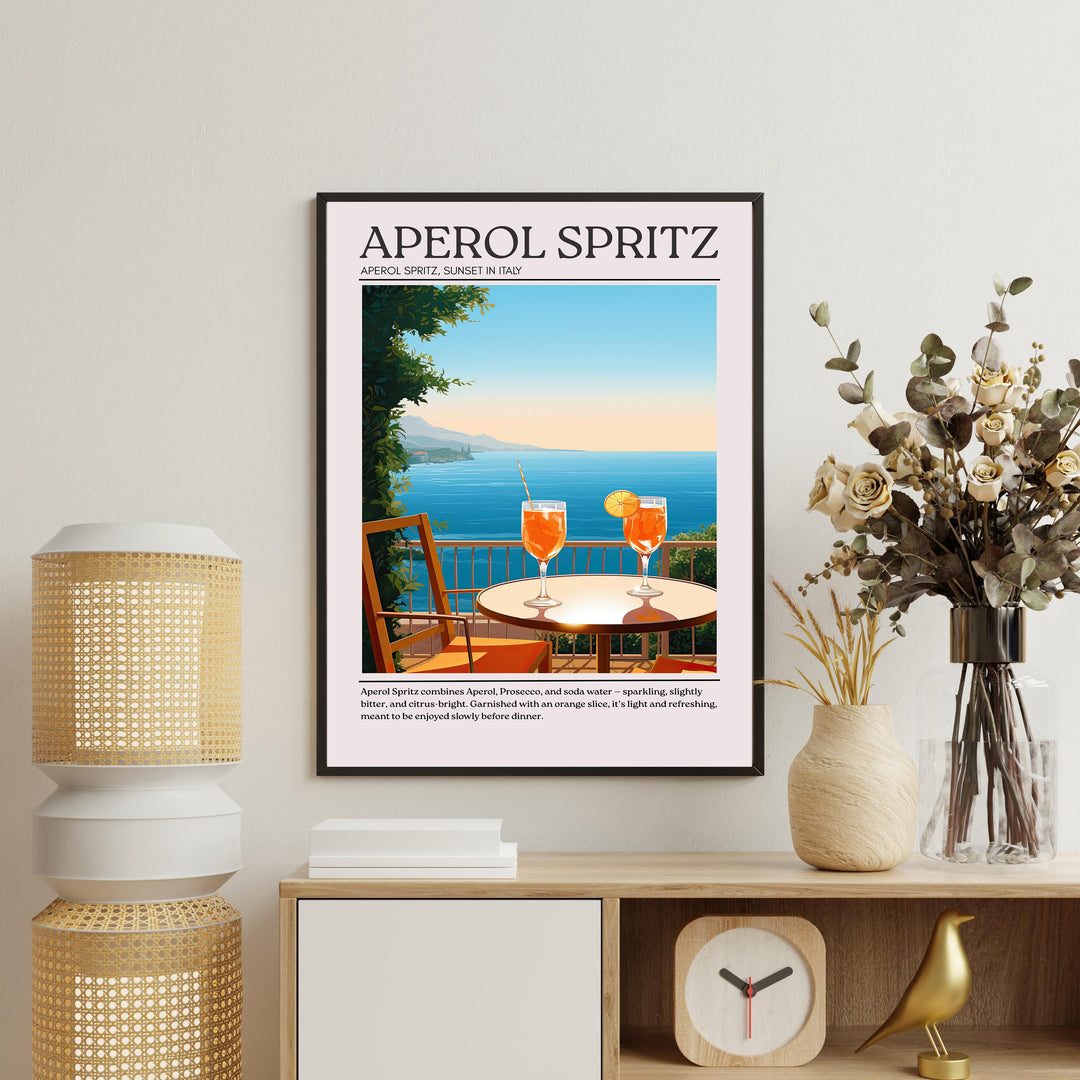 Aperol Spritz Art Deco Cocktail Print Elegant Drink Poster Bar Wall Art Cocktail Lover Gift Summer Decor Classic Beverage Artwork