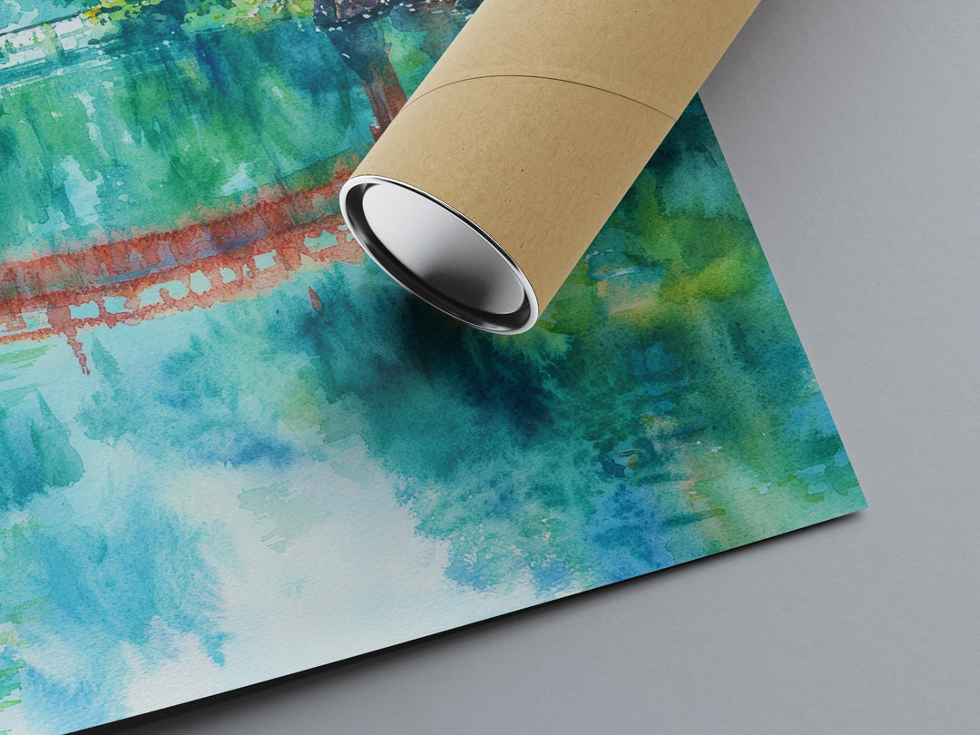 Nikko Japan Watercolor Poster Nikko Travel Print Japanese Landscape Painting Asia Wall Art Mountain Temple Decor Nature Souvenir