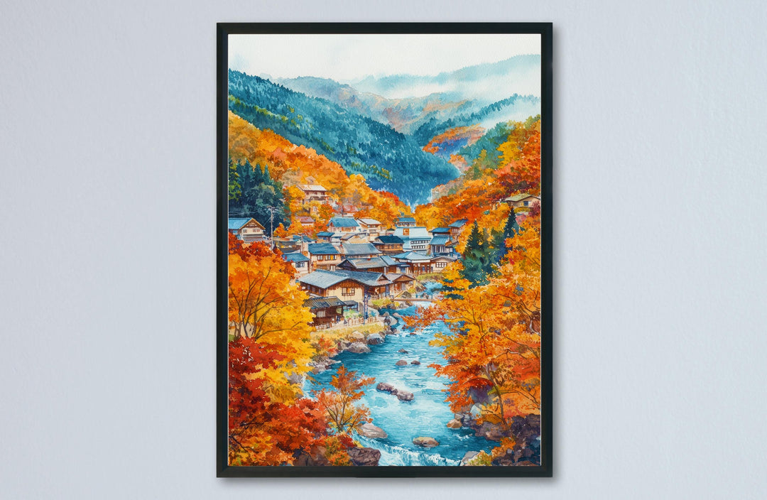 Hokkaido Japan Watercolor Poster Hokkaido Travel Print Japanese Landscape Painting Winter Wall Art Nature Decor Asia Souvenir