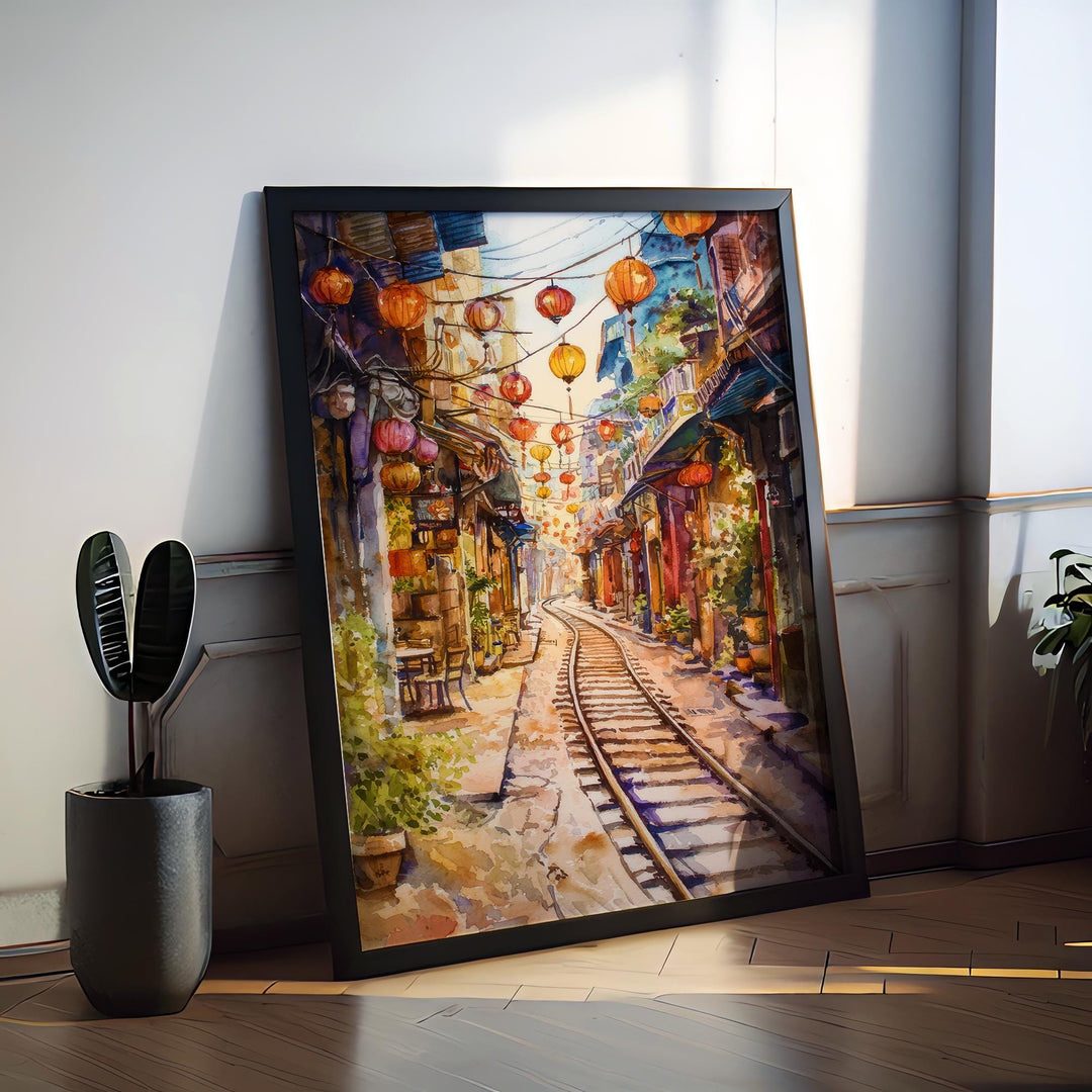 Hoi An Vietnam Watercolor Poster Hoi An Travel Print Lantern City Painting Asia Wall Art Cultural Decor Historic Souvenir