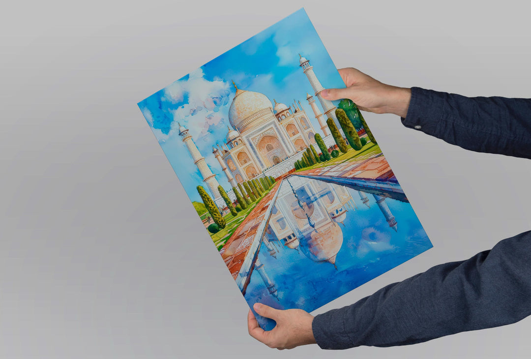 Agra India Watercolor Poster Agra Travel Print Taj Mahal Painting Indian Wall Art Cultural Decor Historic Souvenir