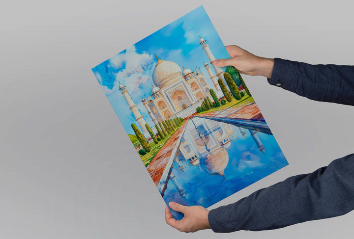 Agra India Watercolor Poster Agra Travel Print Taj Mahal Painting Indian Wall Art Cultural Decor Historic Souvenir