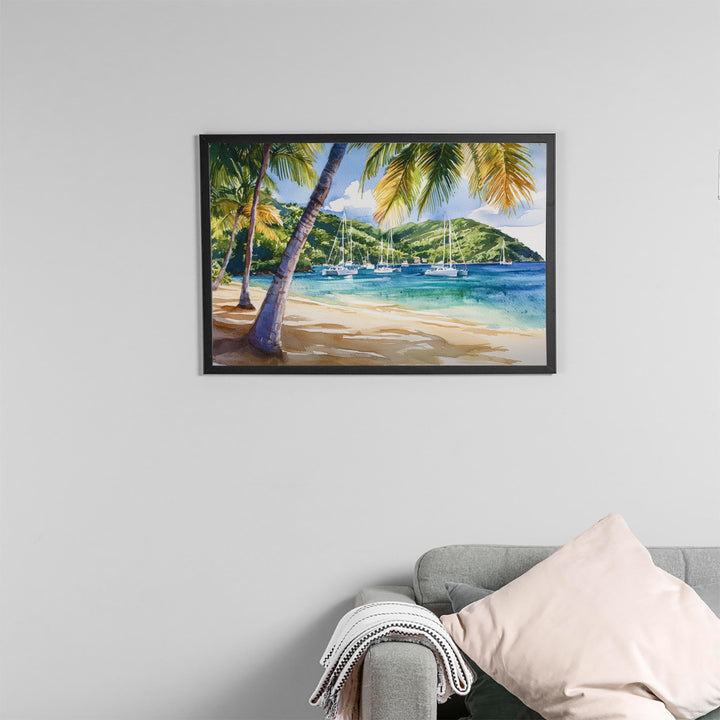 Saint Vincent and the Grenadines Watercolor Poster Caribbean Travel Print Island Landscape Painting Coastal Wall Art Souvenir