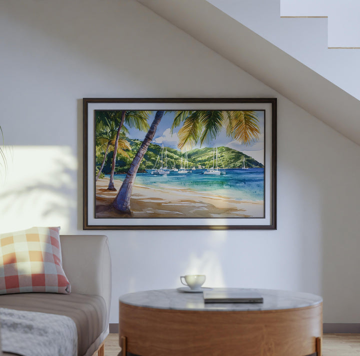 Saint Vincent and the Grenadines Watercolor Poster Caribbean Travel Print Island Landscape Painting Coastal Wall Art Souvenir