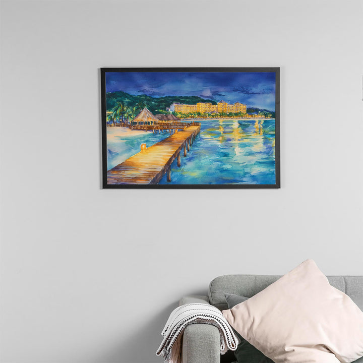 Dominican Republic Watercolor Poster Caribbean Travel Print Beach Landscape Painting Coastal Wall Art Island Souvenir