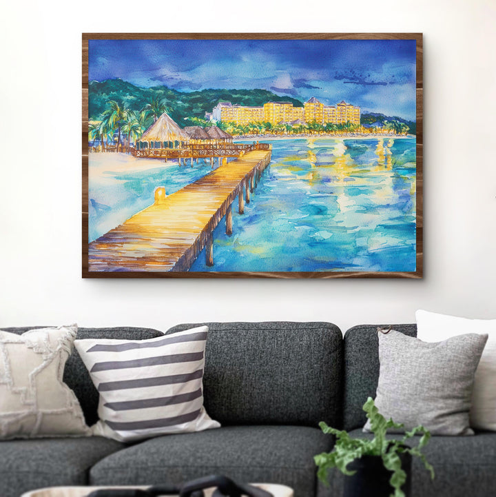 Dominican Republic Watercolor Poster Caribbean Travel Print Beach Landscape Painting Coastal Wall Art Island Souvenir