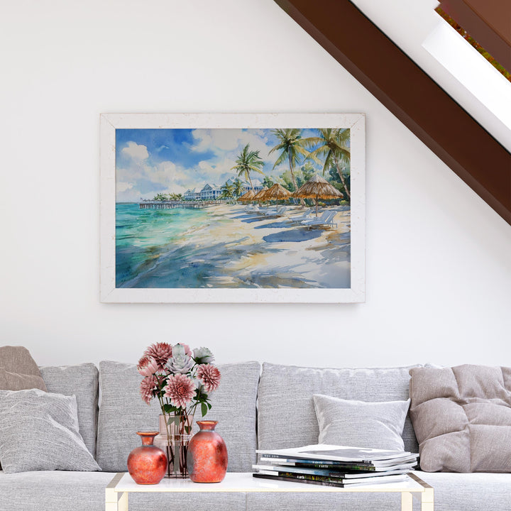 Bahamas Watercolor Poster Caribbean Travel Print Beach Landscape Painting Coastal Wall Art Tropical Island Souvenir