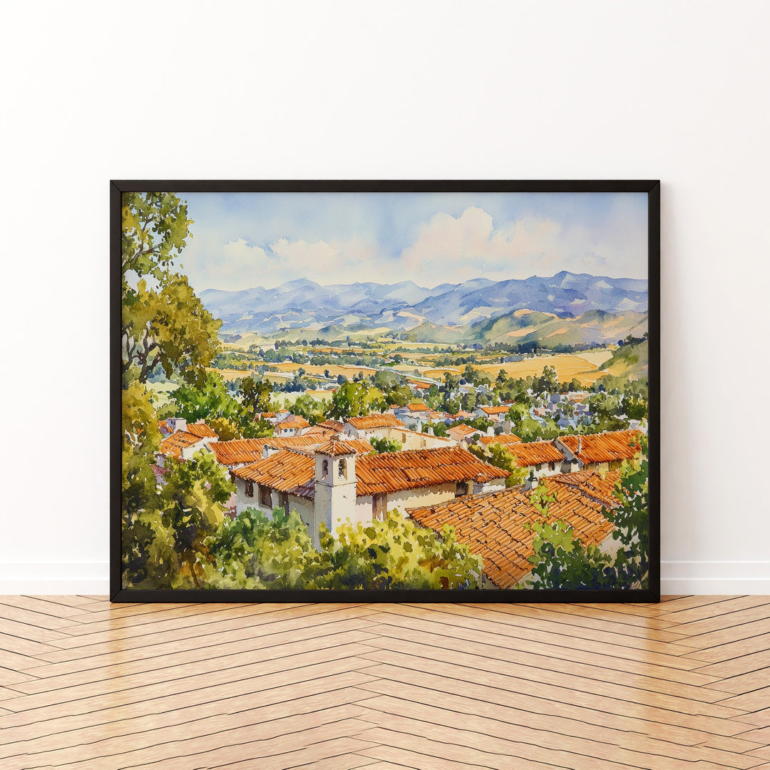 San Luis Obispo California Watercolor Poster SLO Travel Print Central Coast Painting City Wall Art USA Decor Souvenir