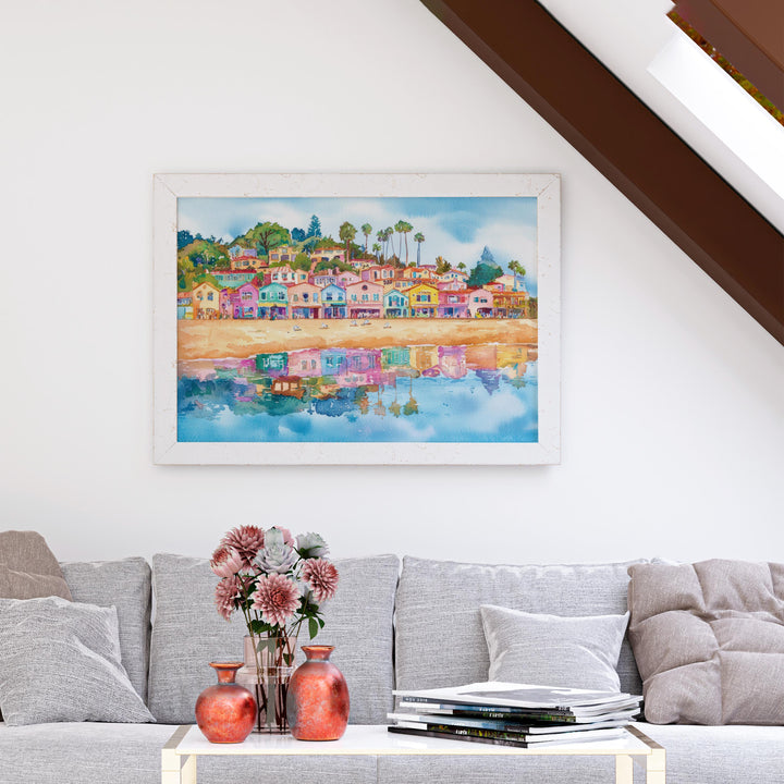 Santa Cruz California Watercolor Poster Santa Cruz Travel Print Beach Boardwalk Painting Coastal Wall Art USA Souvenir