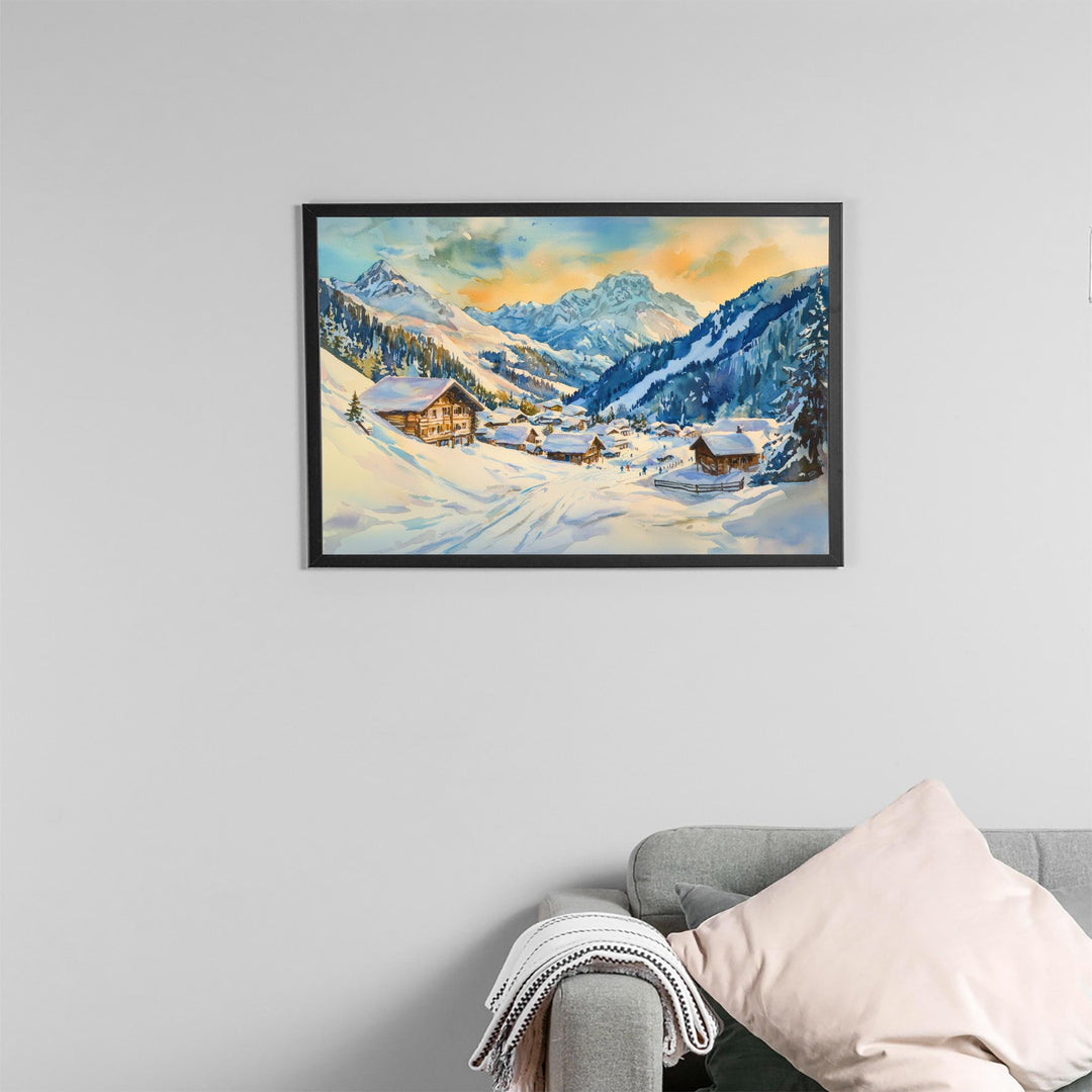 St Anton Austria Watercolor Poster St Anton Travel Print Ski Resort Painting Alpine Village Wall Art Tyrol Decor Souvenir