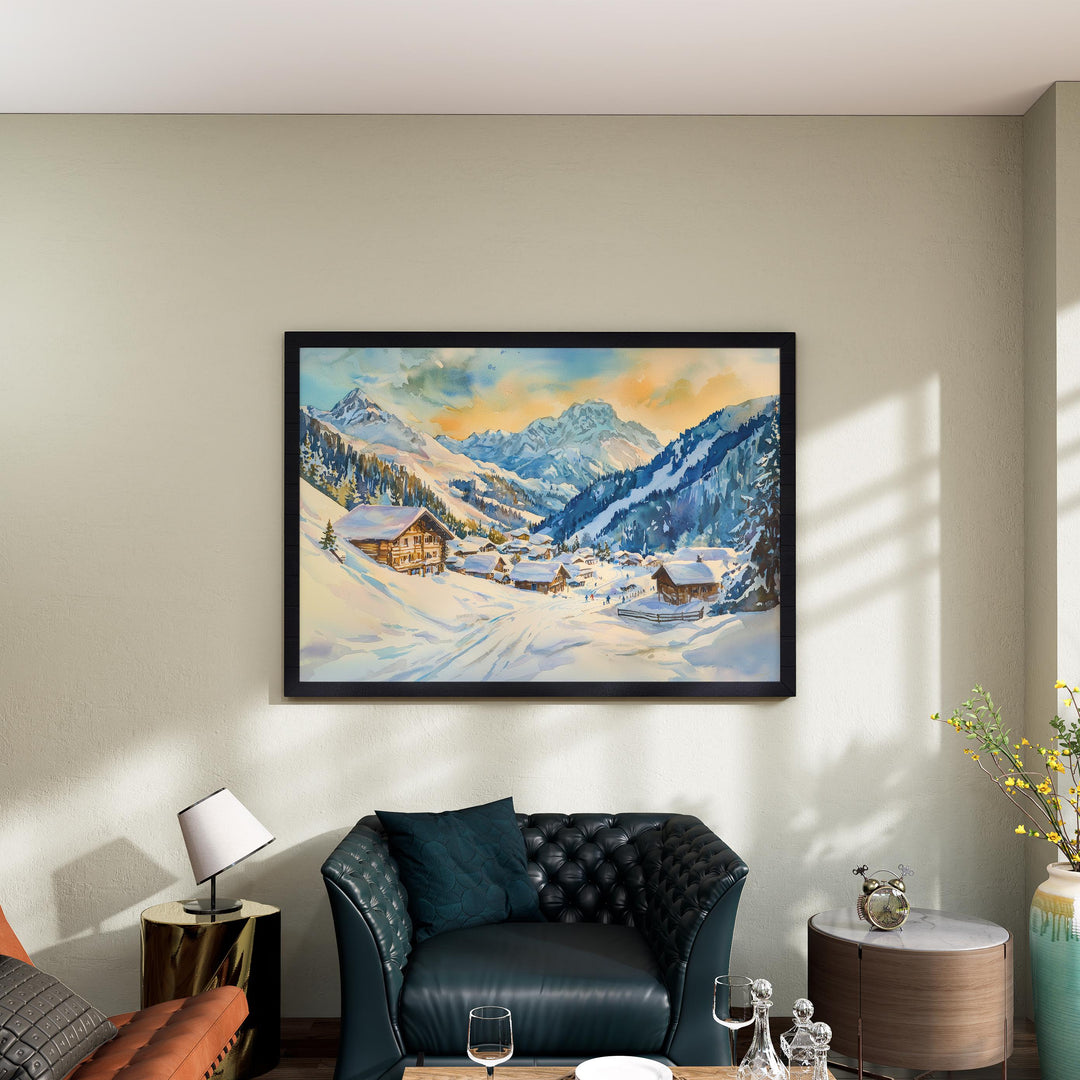 St Anton Austria Watercolor Poster St Anton Travel Print Ski Resort Painting Alpine Village Wall Art Tyrol Decor Souvenir
