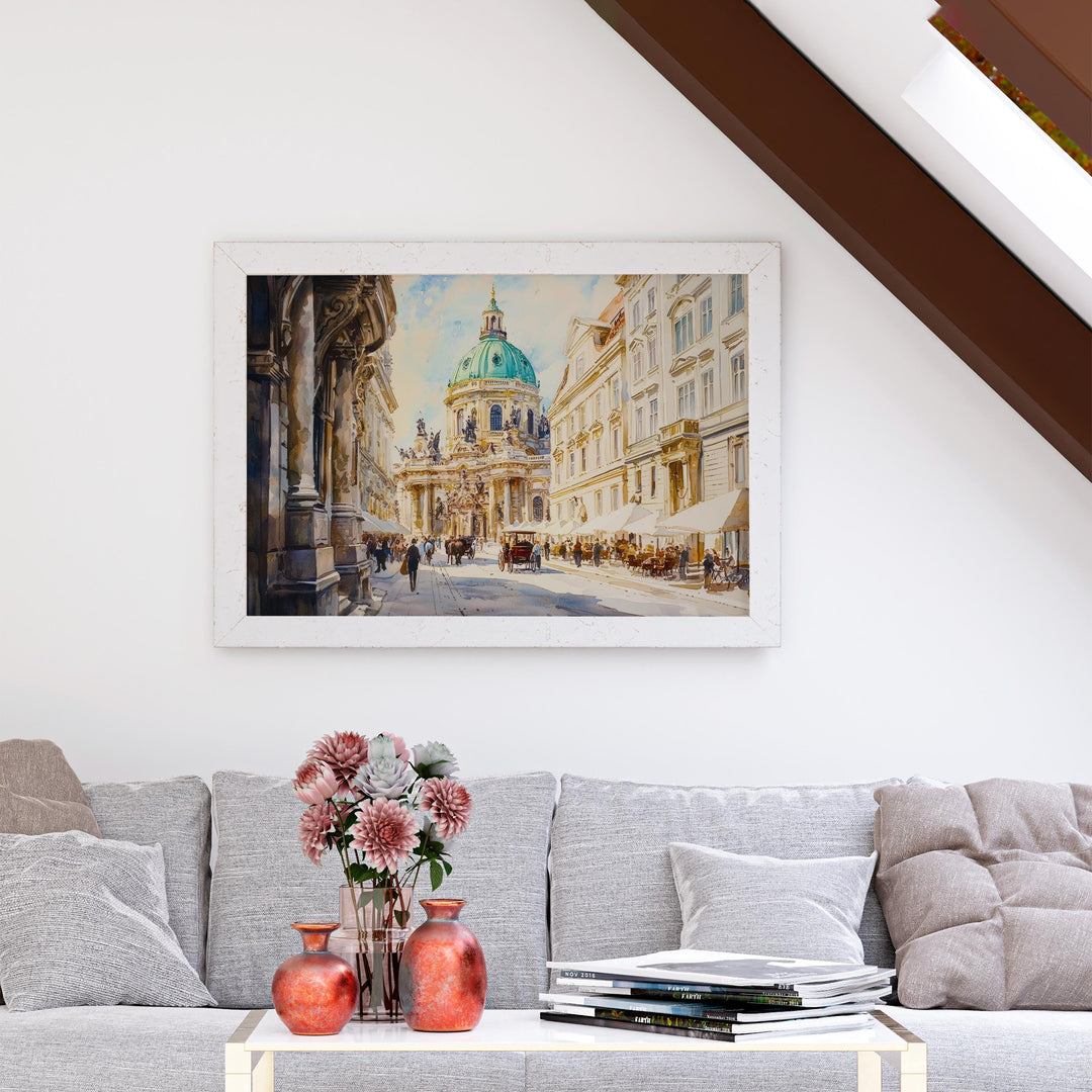 Vienna Austria Watercolor Poster Vienna Travel Print Cityscape Painting European Wall Art Historic Architecture Decor Souvenir