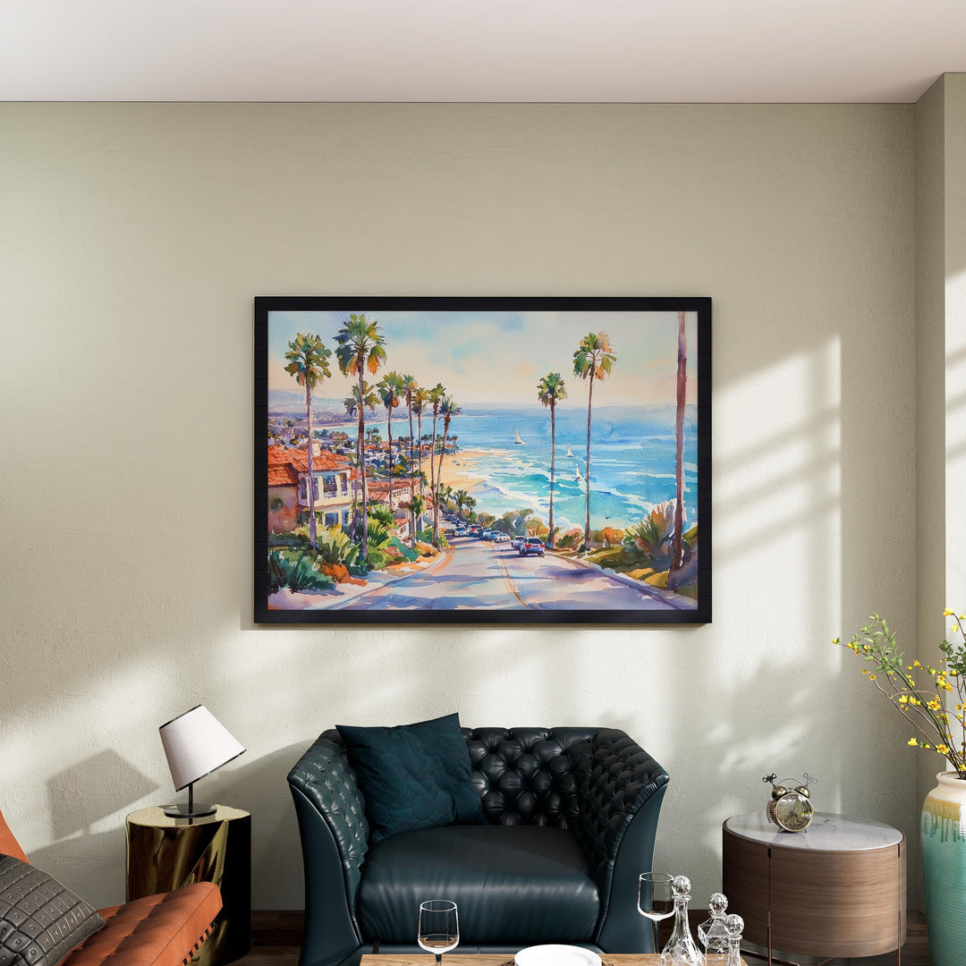 Newport Beach California Watercolor Poster Newport Travel Print Coastal City Painting Ocean Wall Art USA Decor Souvenir