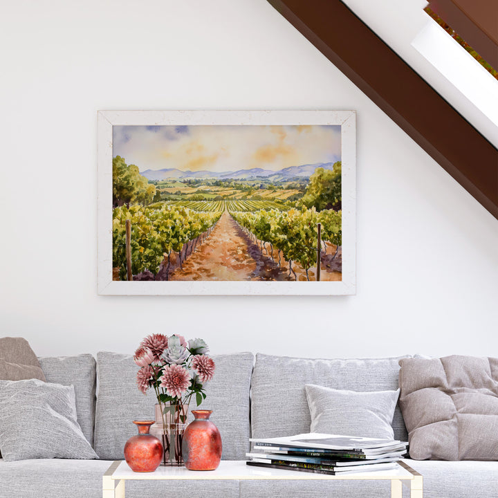 Napa Valley California Watercolor Poster Napa Travel Print Vineyard Painting Wine Country Wall Art USA Decor Souvenir