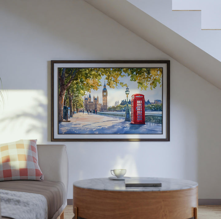 London England Watercolor Poster London Travel Print City Skyline Painting Landmark Wall Art UK Decor Souvenir