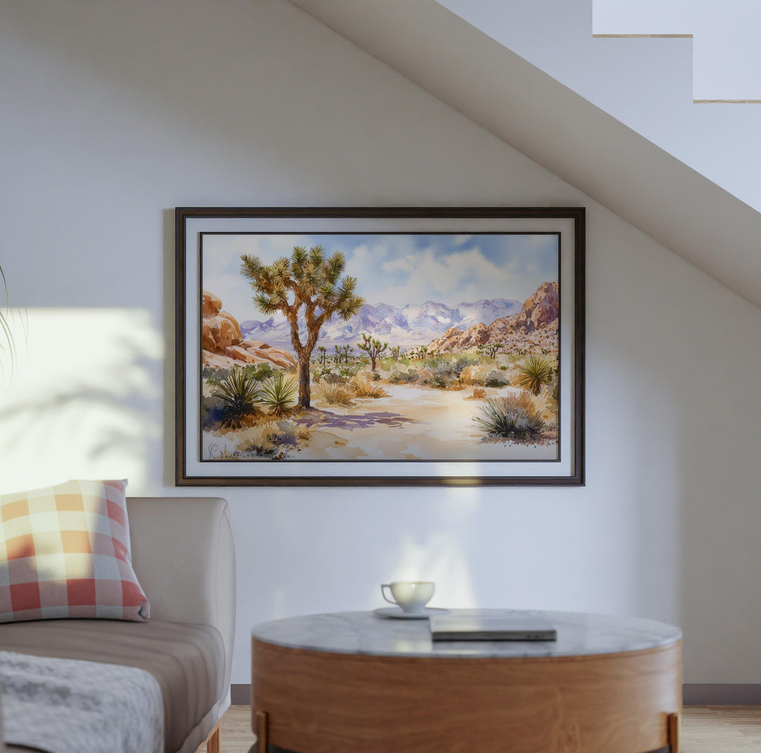 Joshua Tree California Watercolor Poster Joshua Tree Travel Print Desert Landscape Painting Nature Wall Art USA Souvenir