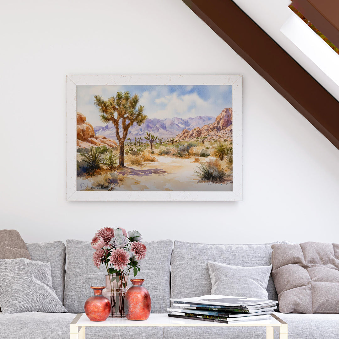 Joshua Tree California Watercolor Poster Joshua Tree Travel Print Desert Landscape Painting Nature Wall Art USA Souvenir