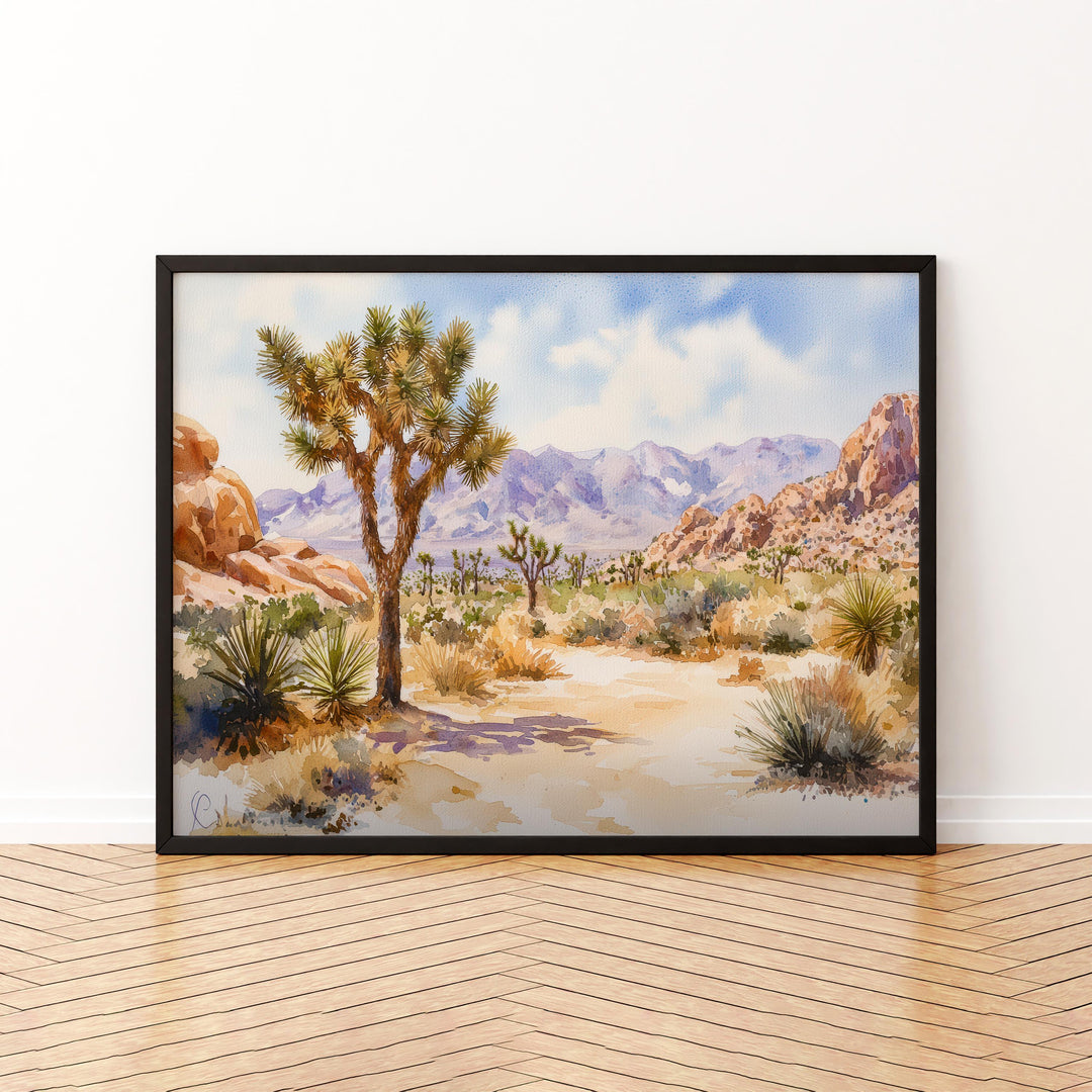 Joshua Tree California Watercolor Poster Joshua Tree Travel Print Desert Landscape Painting Nature Wall Art USA Souvenir