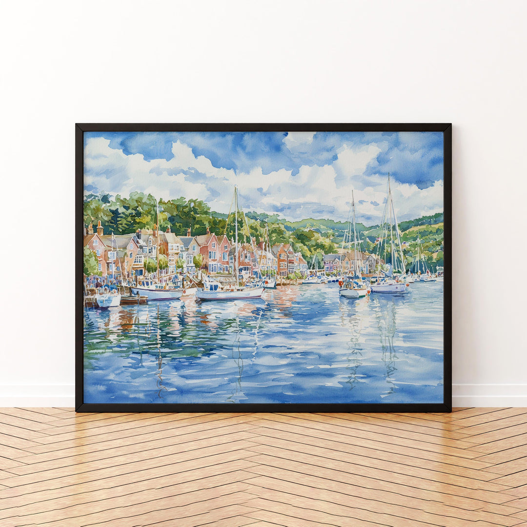 Dartmouth Devon Watercolor Poster Dartmouth Travel Print Harbour Town Painting Coastal Wall Art South West England Souvenir
