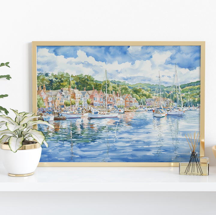 Dartmouth Devon Watercolor Poster Dartmouth Travel Print Harbour Town Painting Coastal Wall Art South West England Souvenir