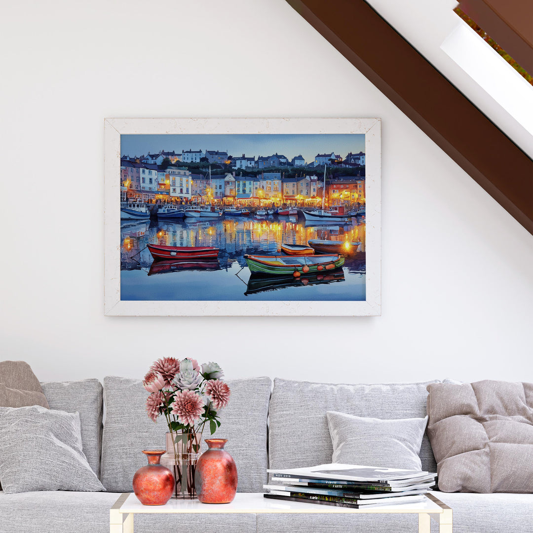 Brixham Devon Watercolor Poster Brixham Travel Print Harbour Town Painting Coastal Wall Art South West England Souvenir