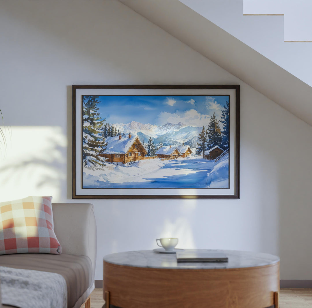 Zakopane Poland Watercolor Poster Zakopane Travel Print Mountain Village Painting Ski Resort Wall Art Europe Souvenir
