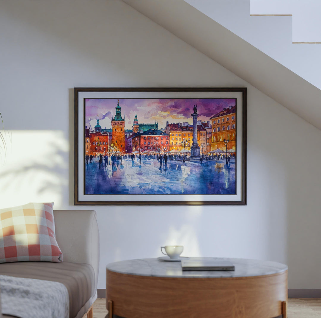 Warsaw Poland Watercolor Poster Warsaw Travel Print Cityscape Painting Old Town Wall Art Europe Decor Souvenir
