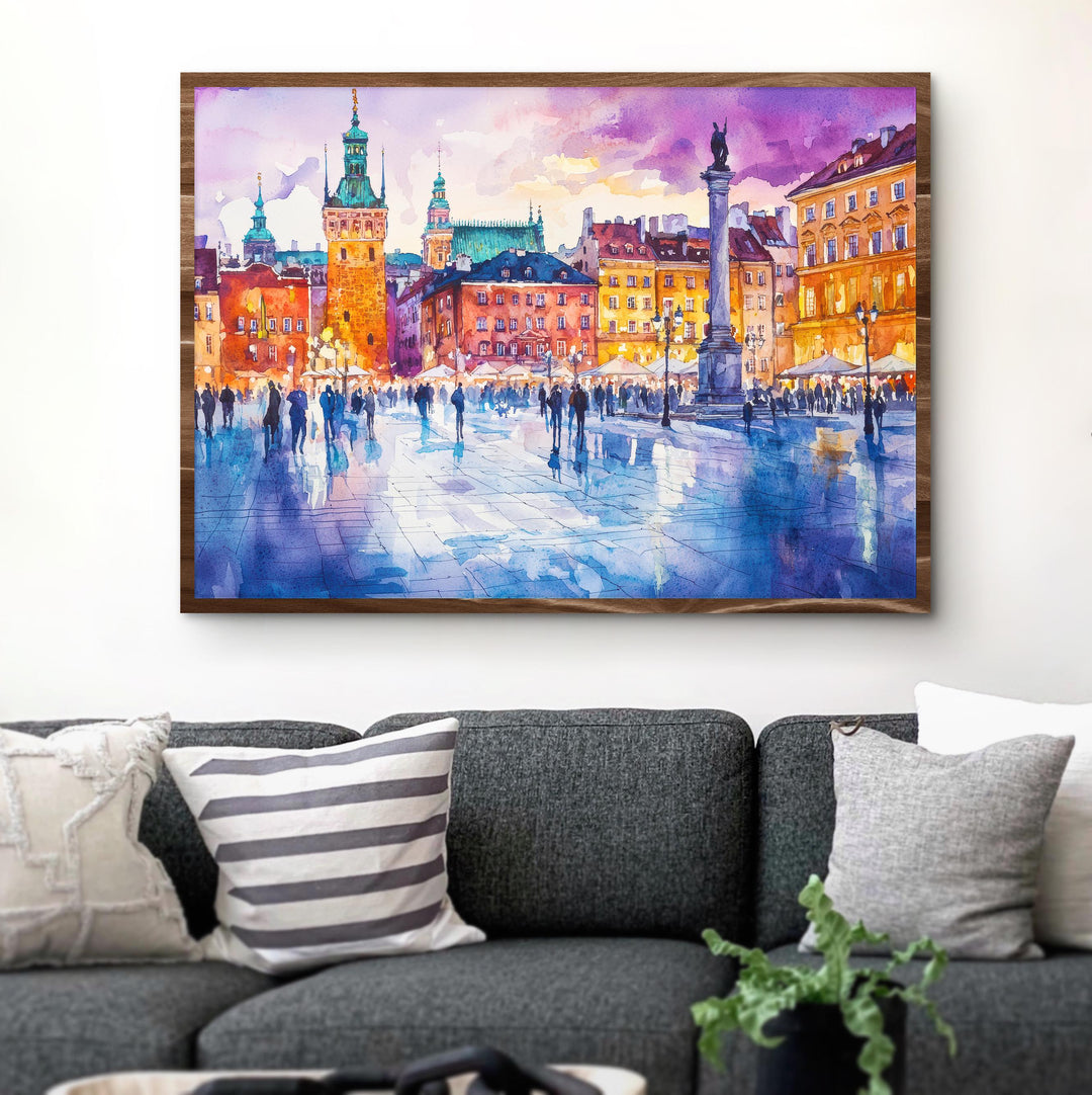 Warsaw Poland Watercolor Poster Warsaw Travel Print Cityscape Painting Old Town Wall Art Europe Decor Souvenir