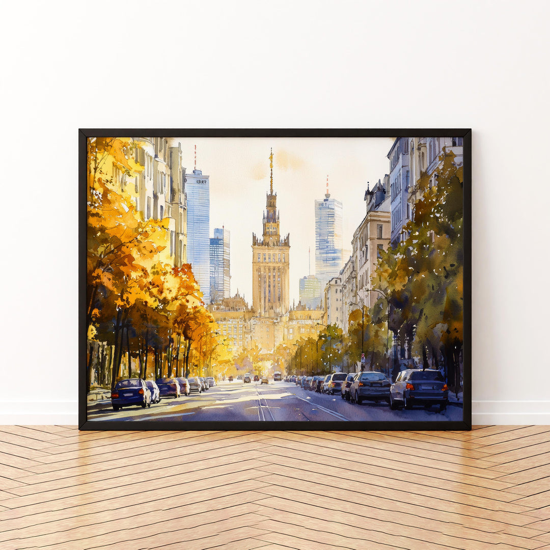 Warsaw Poland Watercolor Poster Warsaw Travel Print Cityscape Painting Old Town Wall Art Europe Decor Souvenir