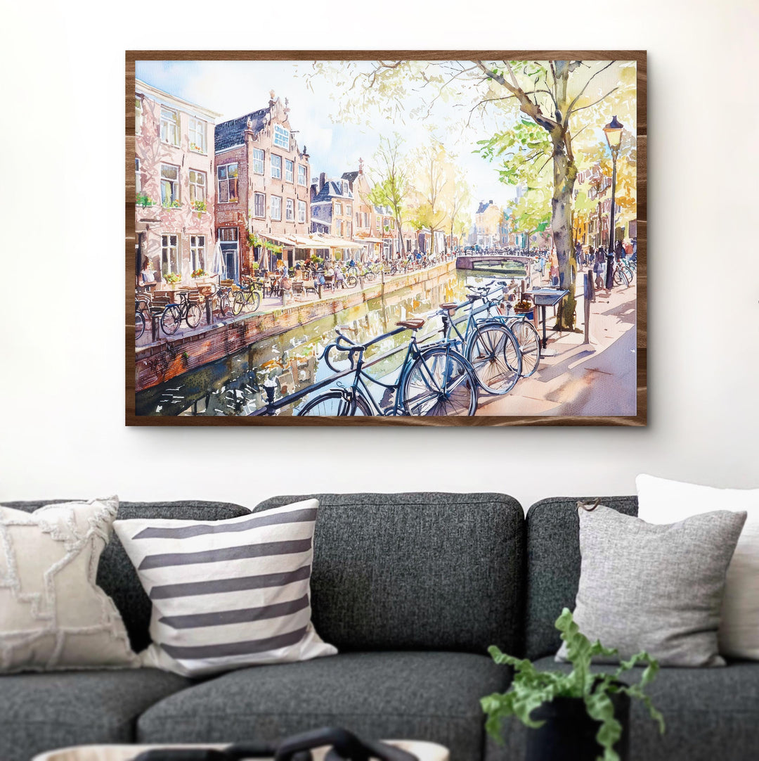 Utrecht Netherlands Watercolor Poster Utrecht Travel Print Canal City Painting Historic Wall Art Europe Decor Souvenir