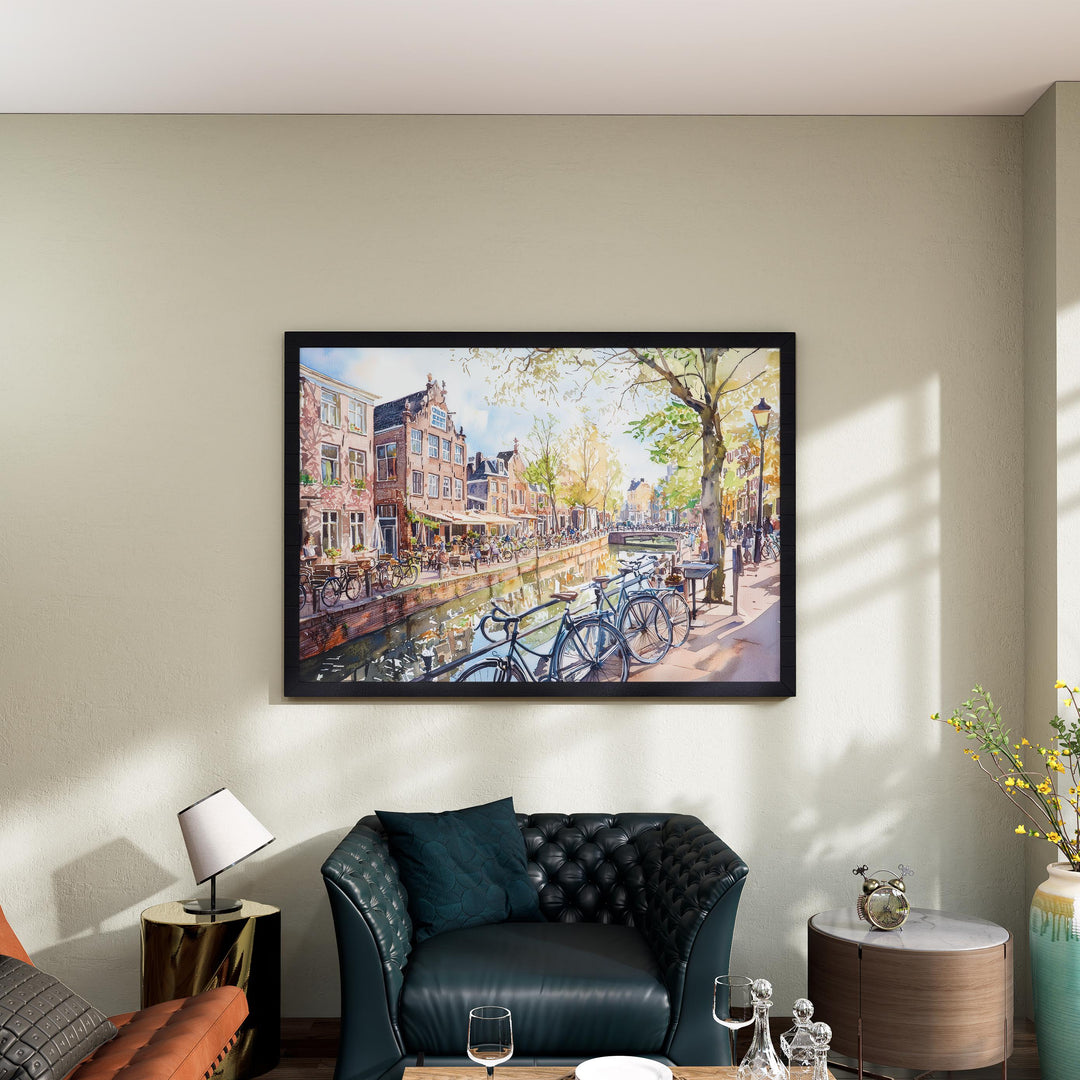 Utrecht Netherlands Watercolor Poster Utrecht Travel Print Canal City Painting Historic Wall Art Europe Decor Souvenir