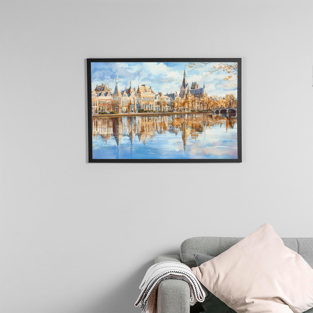 The Hague Netherlands Watercolor Poster The Hague Travel Print Cityscape Painting Coastal Wall Art Europe Decor Souvenir