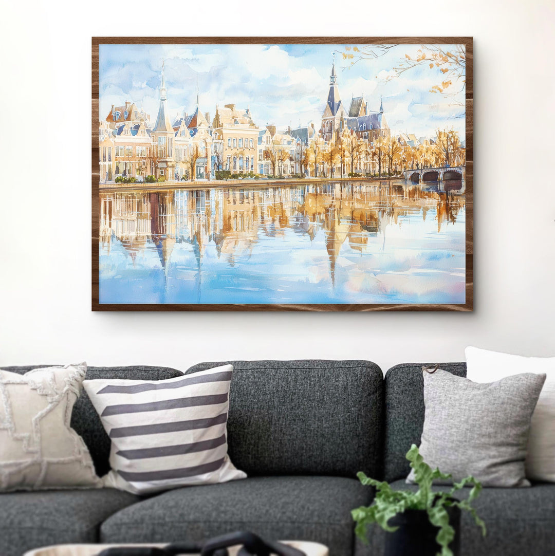 The Hague Netherlands Watercolor Poster The Hague Travel Print Cityscape Painting Coastal Wall Art Europe Decor Souvenir