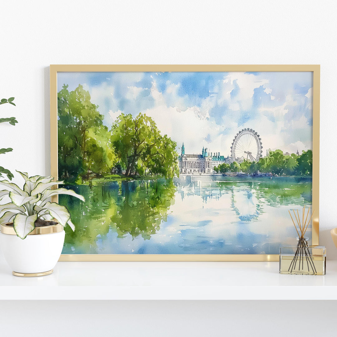 St James’s Park London Watercolor Poster London Travel Print City Park Painting Landmark Wall Art UK Decor Souvenir