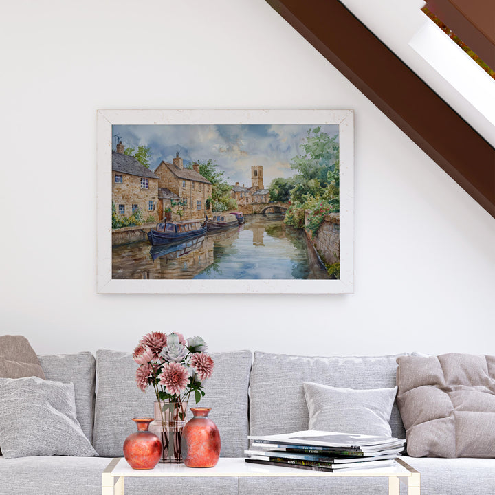 Skipton England Watercolor Poster Skipton Travel Print Market Town Painting Castle Wall Art Yorkshire Decor Souvenir