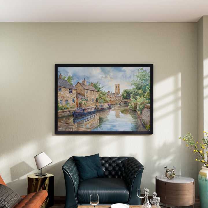 Skipton England Watercolor Poster Skipton Travel Print Market Town Painting Castle Wall Art Yorkshire Decor Souvenir