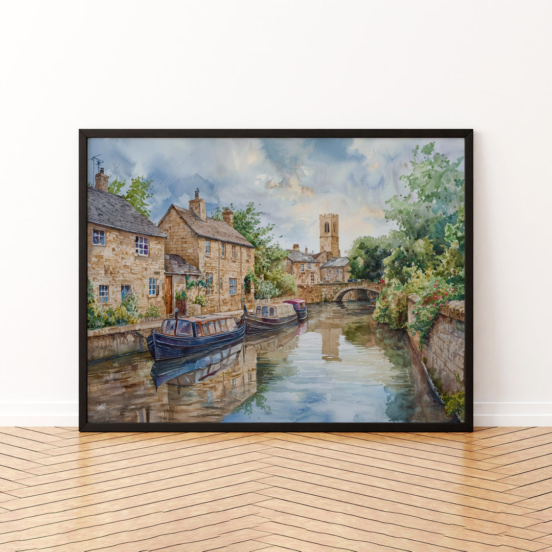 Skipton England Watercolor Poster Skipton Travel Print Market Town Painting Castle Wall Art Yorkshire Decor Souvenir