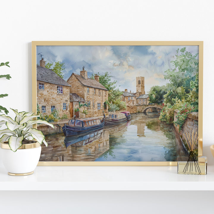 Skipton England Watercolor Poster Skipton Travel Print Market Town Painting Castle Wall Art Yorkshire Decor Souvenir
