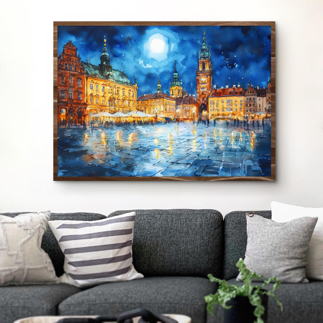 Kraków Poland Watercolor Poster Krakow Travel Print Cityscape Painting Old Town Wall Art Europe Decor Souvenir