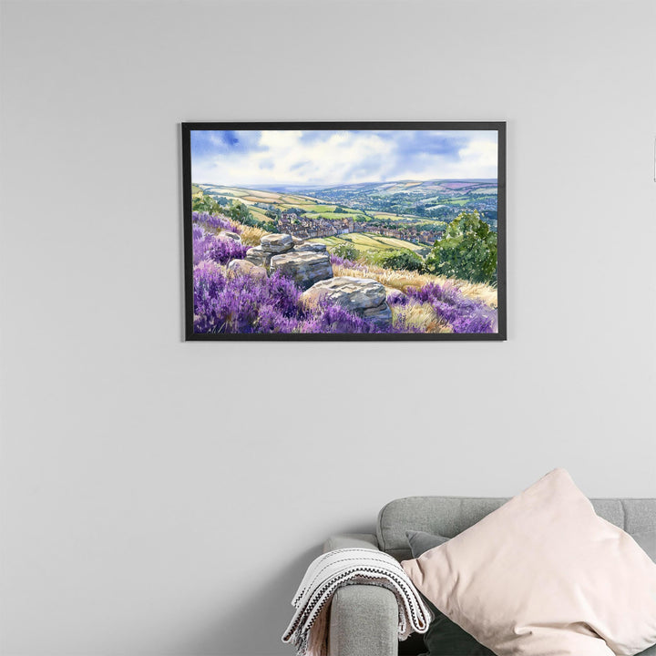 Ilkley England Watercolor Poster Ilkley Travel Print Countryside Town Painting Yorkshire Dales Wall Art UK Decor Souvenir