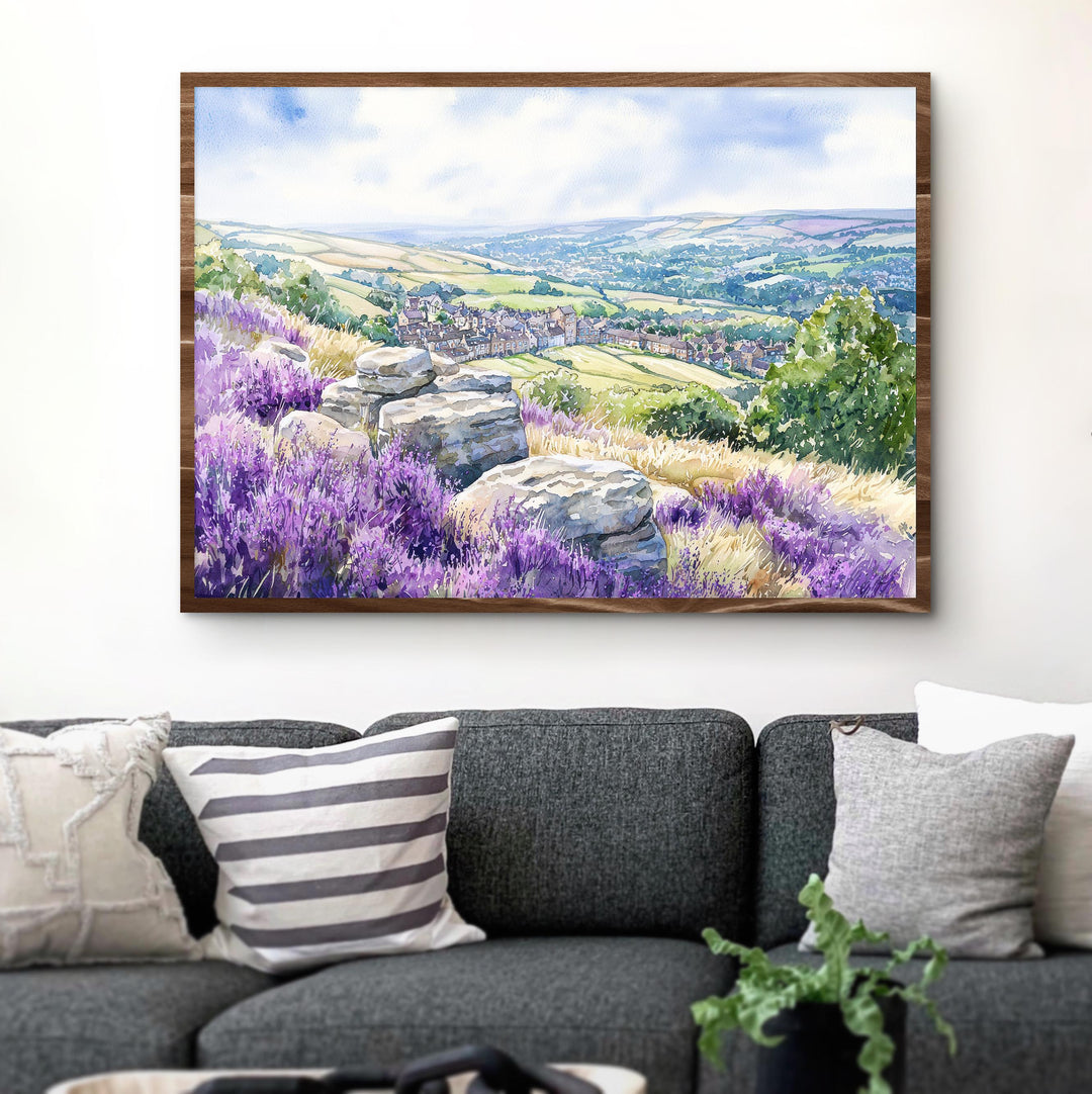 Ilkley England Watercolor Poster Ilkley Travel Print Countryside Town Painting Yorkshire Dales Wall Art UK Decor Souvenir