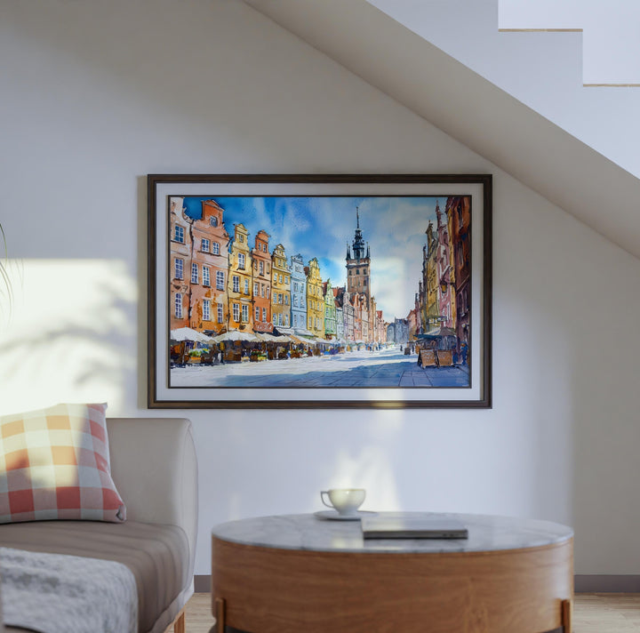 Gdańsk Poland Watercolor Poster Gdansk Travel Print Old Town Painting Baltic Port Wall Art Europe Decor Souvenir