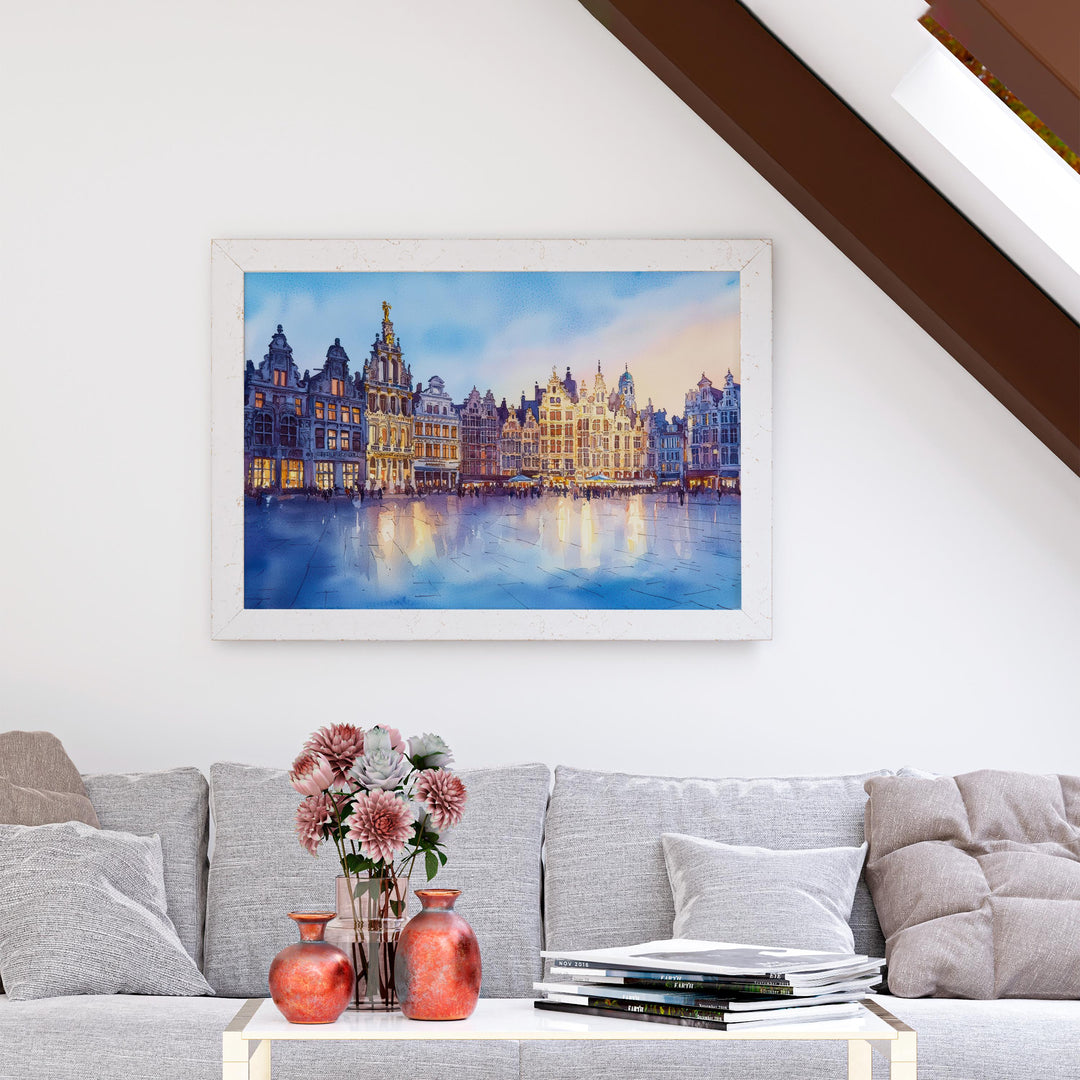 Antwerp Belgium Watercolor Poster Antwerp Travel Print Cityscape Painting Historic Town Wall Art Europe Decor Souvenir