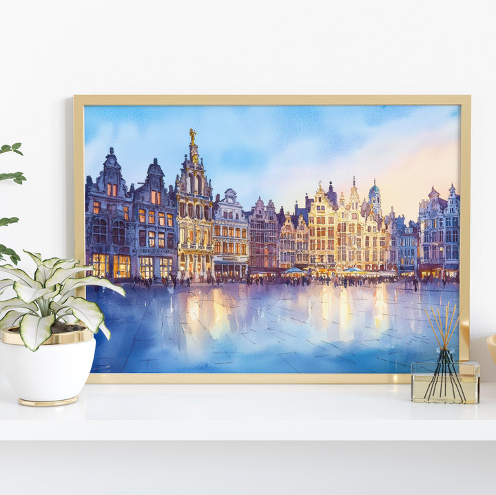 Antwerp Belgium Watercolor Poster Antwerp Travel Print Cityscape Painting Historic Town Wall Art Europe Decor Souvenir