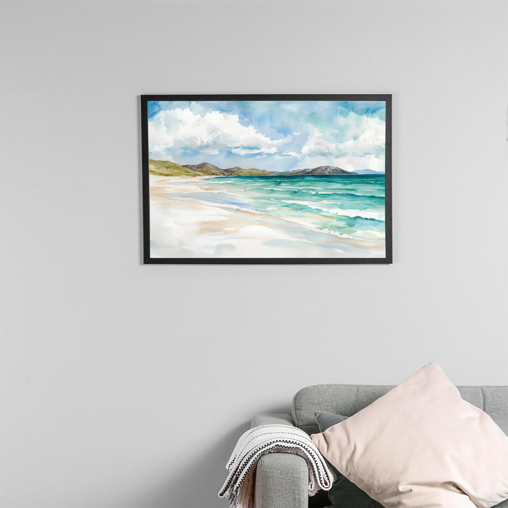 Isle of Harris and Lewis Scotland Watercolor Poster Outer Hebrides Travel Print Coastal Landscape Wall Art UK Souvenir