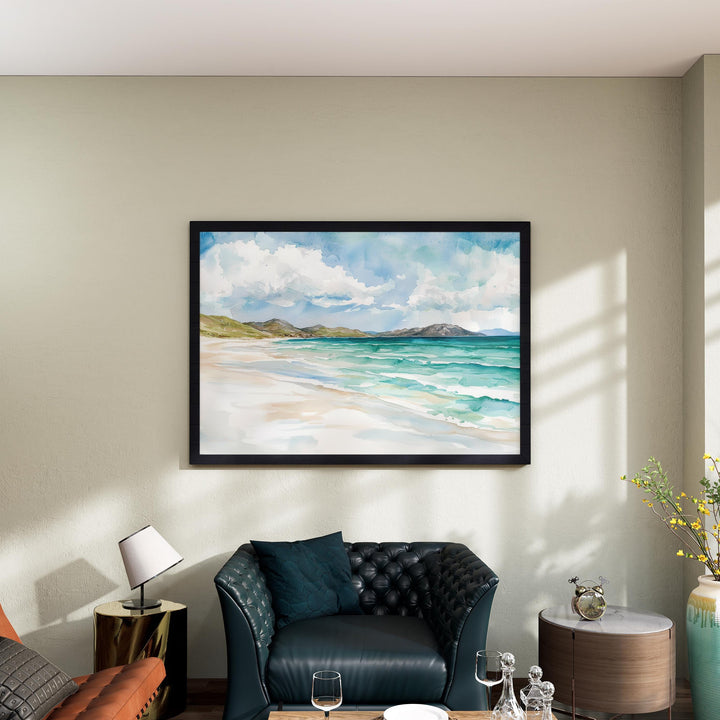 Isle of Harris and Lewis Scotland Watercolor Poster Outer Hebrides Travel Print Coastal Landscape Wall Art UK Souvenir