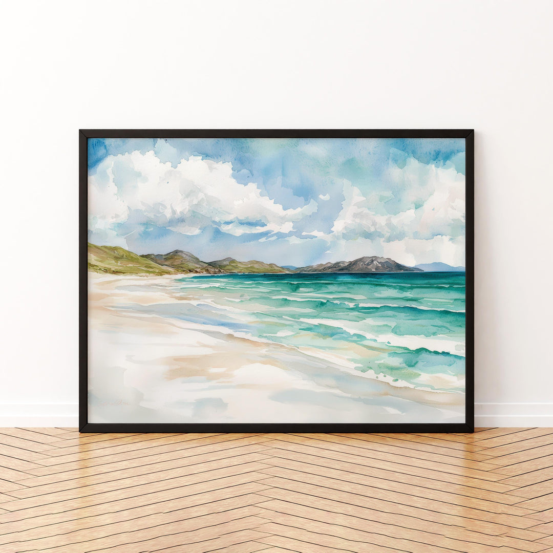 Isle of Harris and Lewis Scotland Watercolor Poster Outer Hebrides Travel Print Coastal Landscape Wall Art UK Souvenir