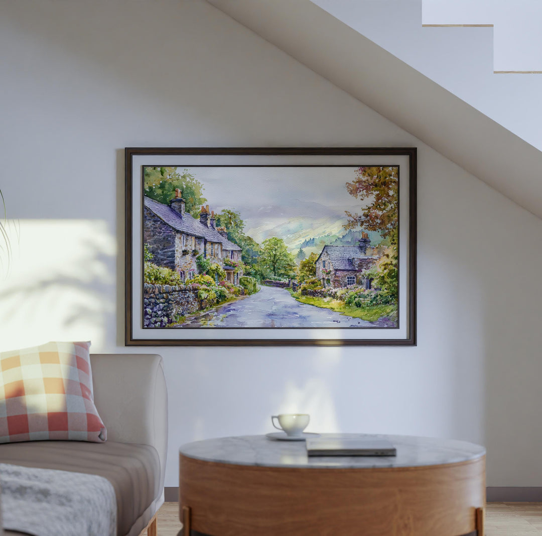 Grasmere England Watercolor Poster Grasmere Travel Print Lake District Village Painting Countryside Wall Art UK Souvenir